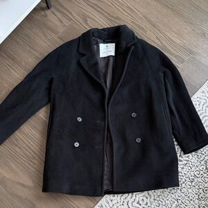Aritzia Wilfred Wool Blend Black Short Slouch Coat